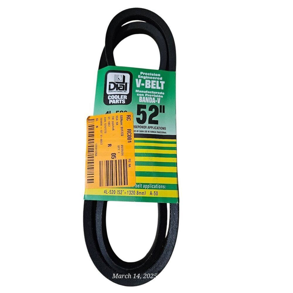 Dial cooler parts v-belt 52" 4l-520 (a-50) - belt #20